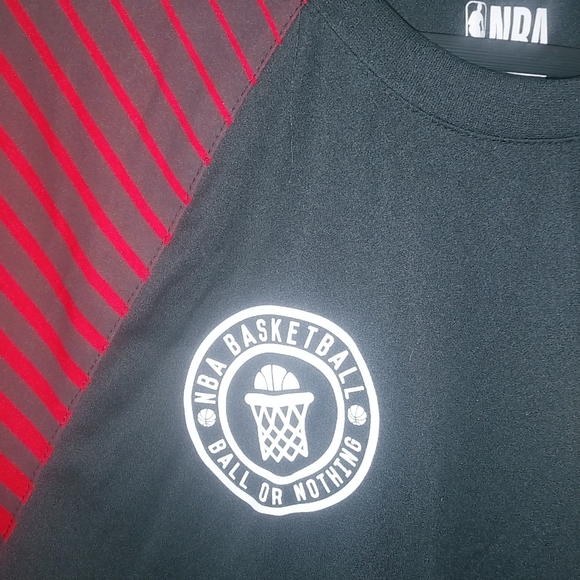 NBA Basketball M Red Black Practice Athletic Shirt - Picture 4 of 7
